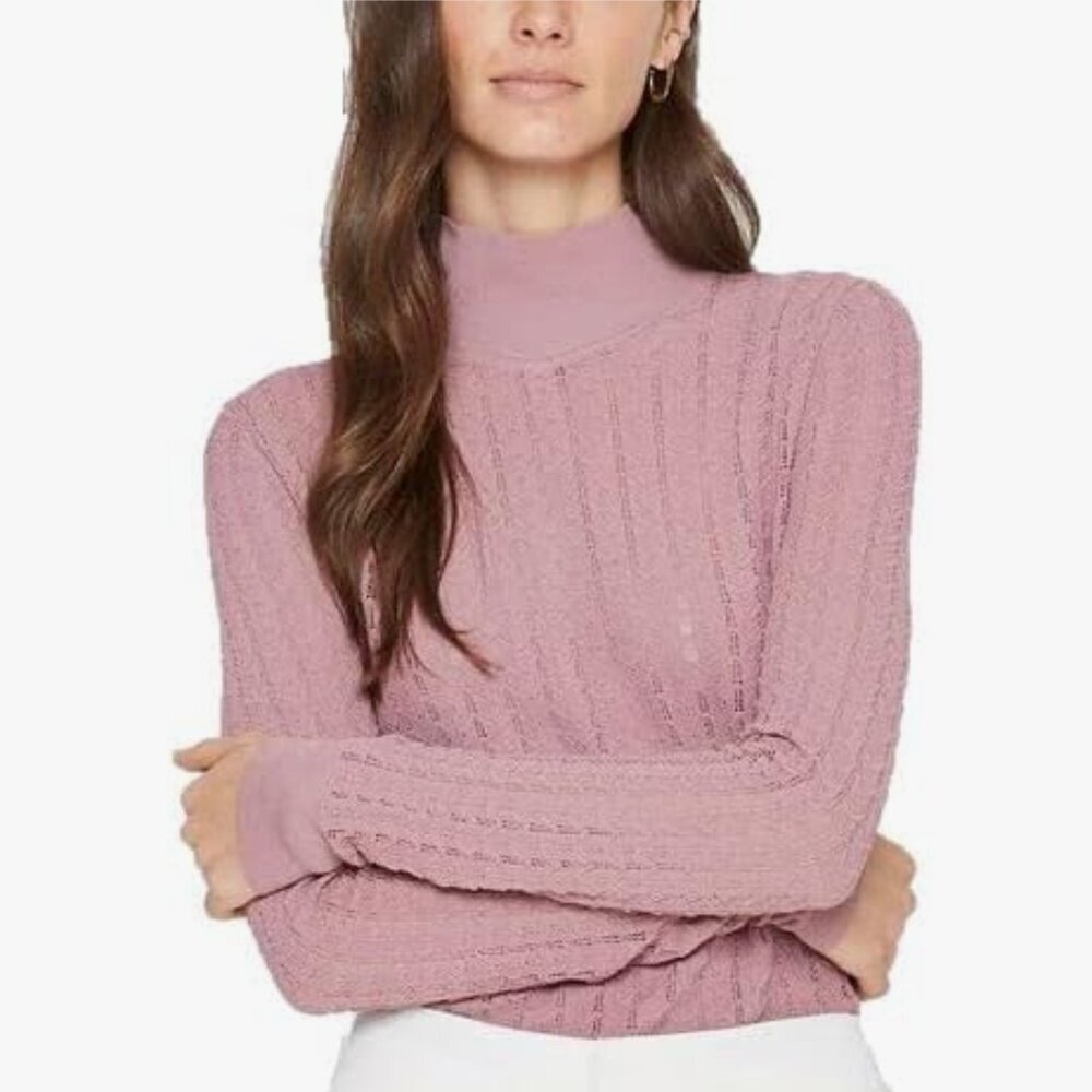 Club‎ Monaco Women's Signature Chevron Pointelle Long Sleeve Turtleneck Size M
